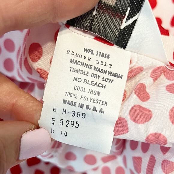 Vintage Midi Skirt 80s Polka Dot Pleated Flat Waistband Full A Line 1980s Flowy - Picture 10 of 10